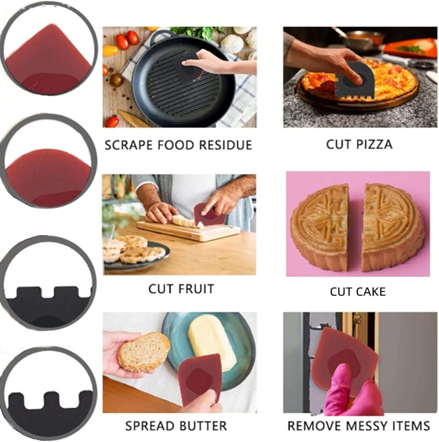 Ksngtixe 4Pcs Grill Scraper for Cast Iron & Non-Stick Pans, Heavy Duty BBQ Griddle Cleaner Tool with Ergonomic Slip Grip - Durable Kitchen Scraper for Easy Cleaning image number 3