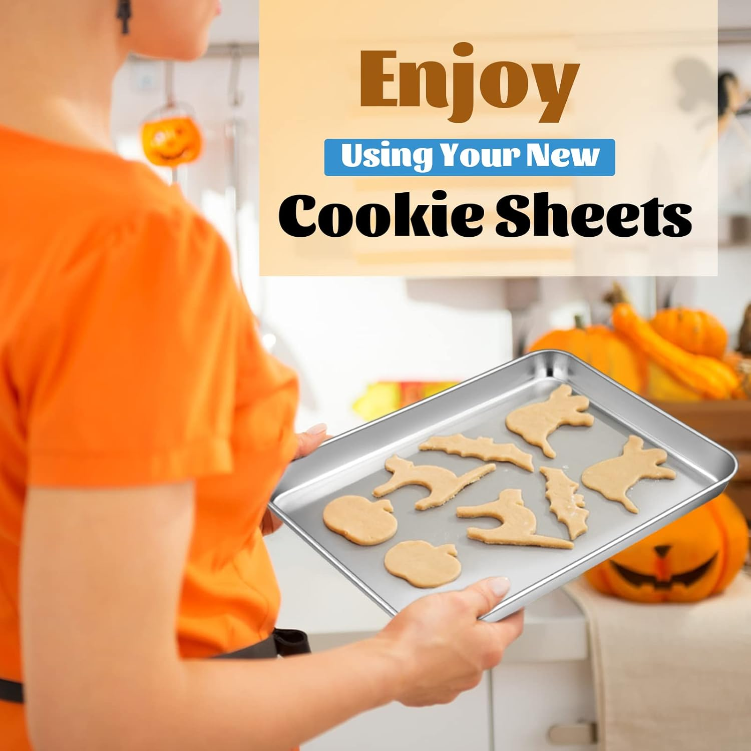 Metal Toaster Oven Tray with Rack Set, E-Far 10.5&rdquo;X8.3&rdquo; Baking Sheet Broiling Pan with Stainless Steel Wire Grate Rack for Cooking Baking Bacon Steak Cooling Cookie - Dishwasher Safe