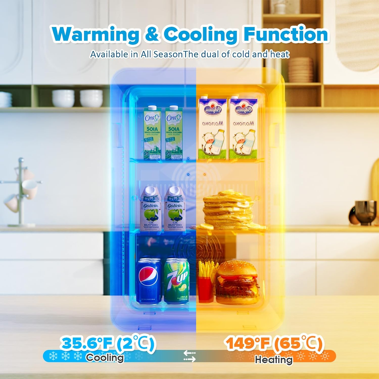 Advwin Mini Fridge 22L Portable Mini Refrigerator 12V Car Fridge Cooler, Black - Green image number 3