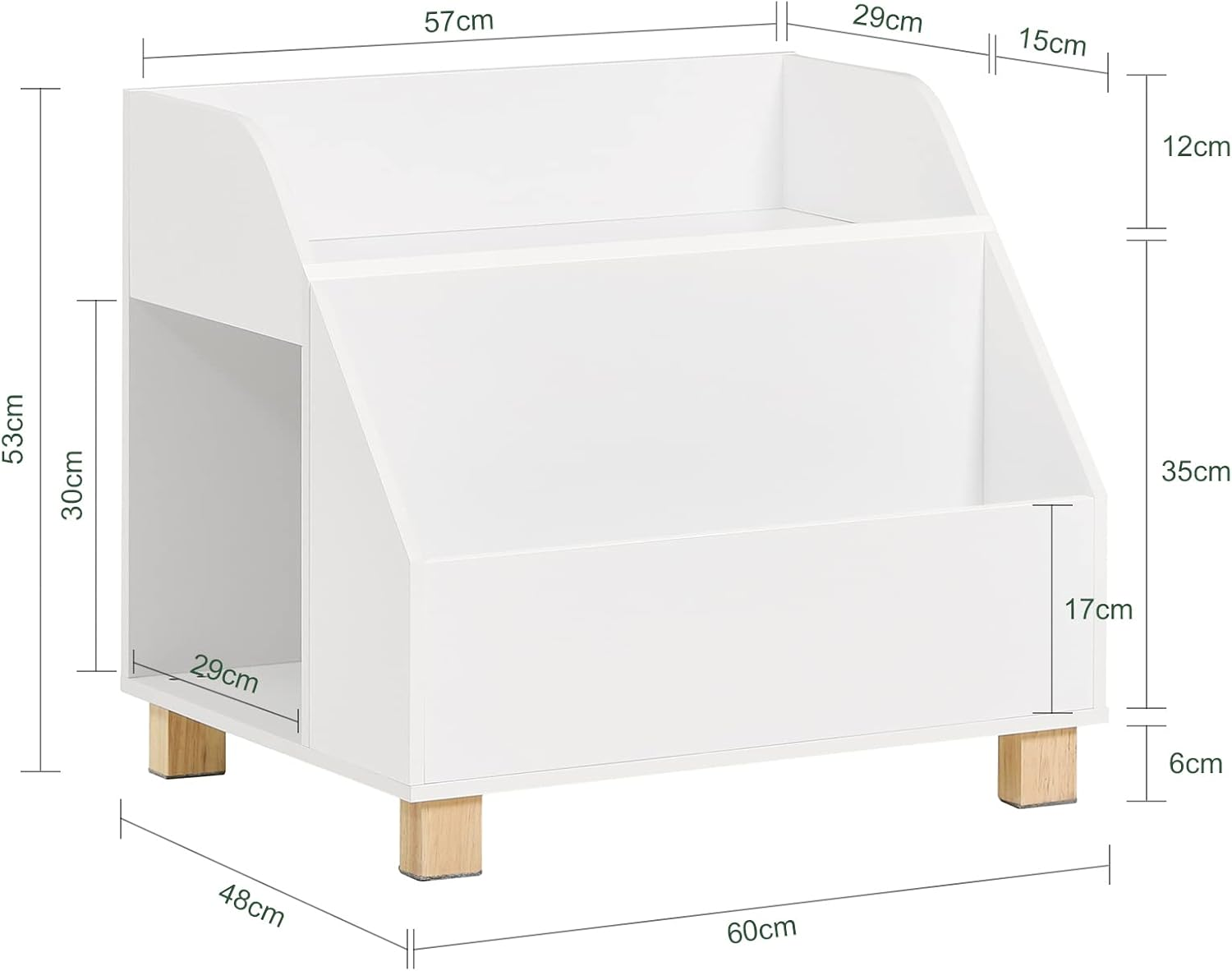 Sobuy Kmb54-W,Children Kids Storage Bookcase,Book Shelf Toy Shelf Storage Display Shelf Rack Organizer with 3 Storage Compartments,White image number 1