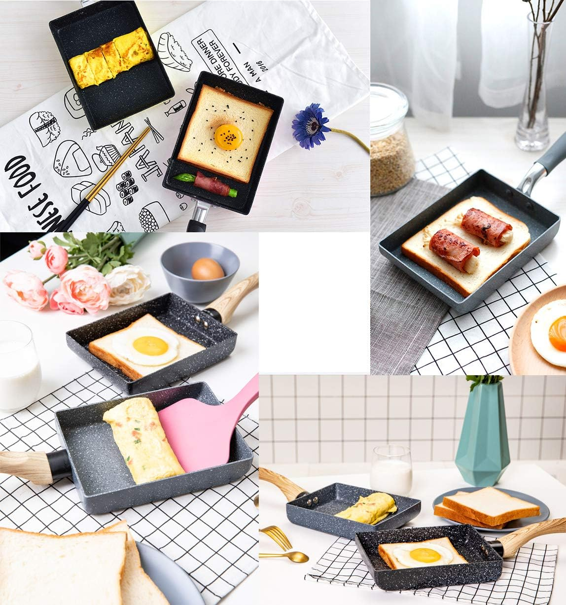 Tamagoyaki Japanese Omelette Pan/Egg Pan - Non-Stick Coating - Rectangle Frying Pan Mini Frying Pan ? Grey image number 2
