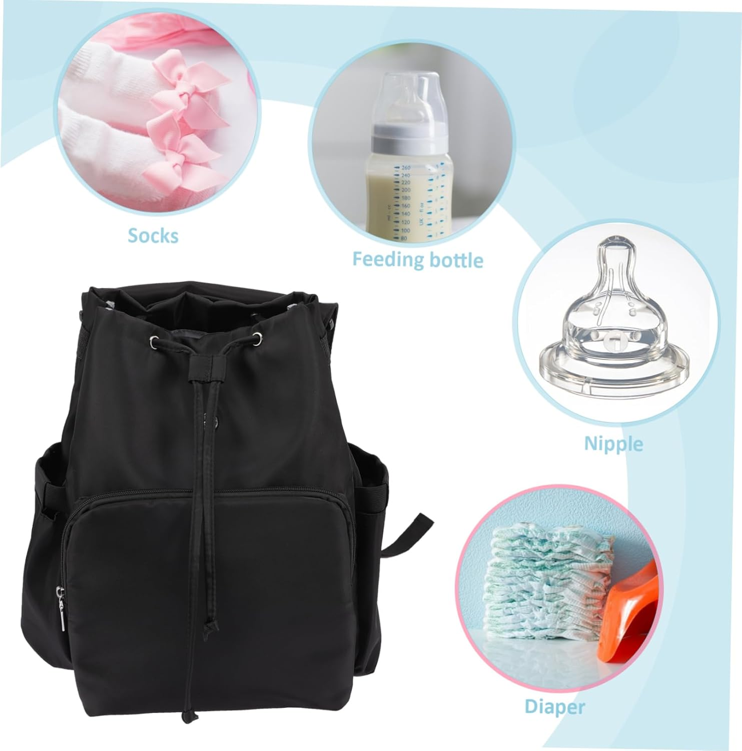 Ibasenice Nappy Bag Organizer Backpack for Diapers Toys Milk Bottles Dry Wet Separation image number 5