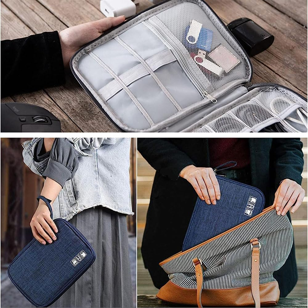 Travel Cable Organizer Bag, Electronic Accessories Organiser, Carry Case Portable Waterproof Double Layers, All-In-One Storage Bag for Cable, Cord, Charger, Phone, Earphone image number 3