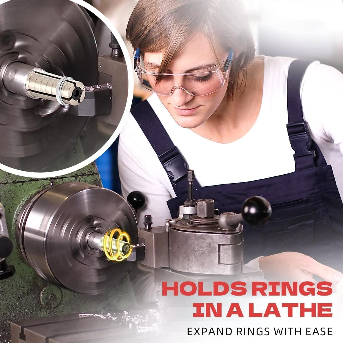 1Set Heavy Duty Expanding Ring Mandrel with Hex Allen Key - Steel Ring Stretcher for Lathe, Ring Turning & Making Tool - Durable Ring Shaper for Jewelry Crafting - Fits Ring Sizes 7 to 14 image number 5