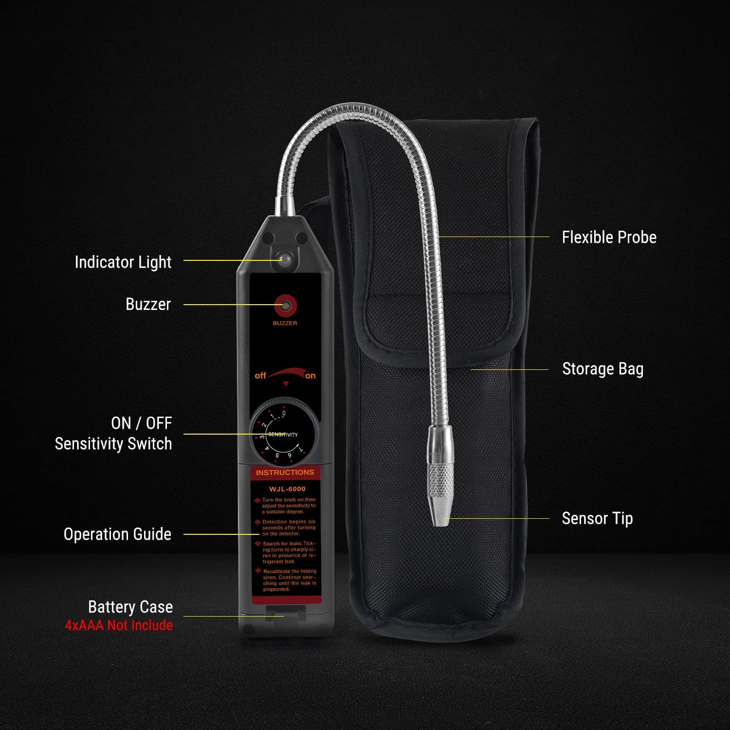 Lichamp AC Leak Detector Kit Automotive, Refrigerant Freon Leak Detector with AC UV Light and Protective Glasses, LB01