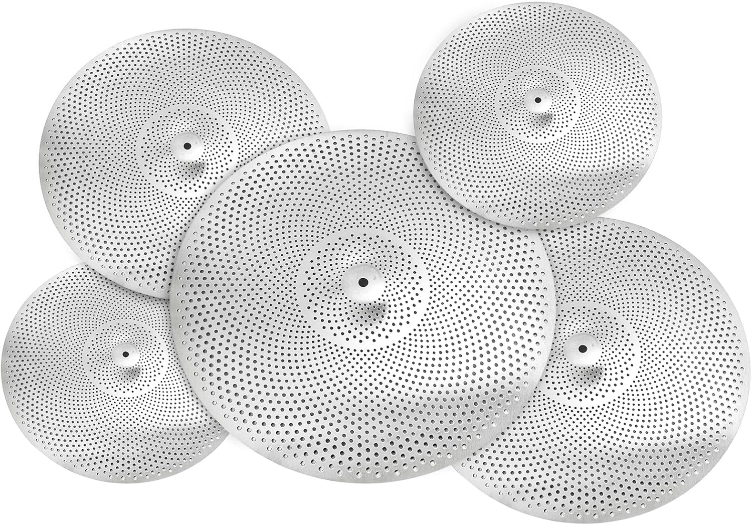 YOUEON 5 Piece Low Volume Cymbal Pack Includes 14"Hi Hat + 16"Crash + 18"Crash + 20"Ride, Durable Stainless Steel, Practice Cymbals for Quiet Drumming Session image number 1