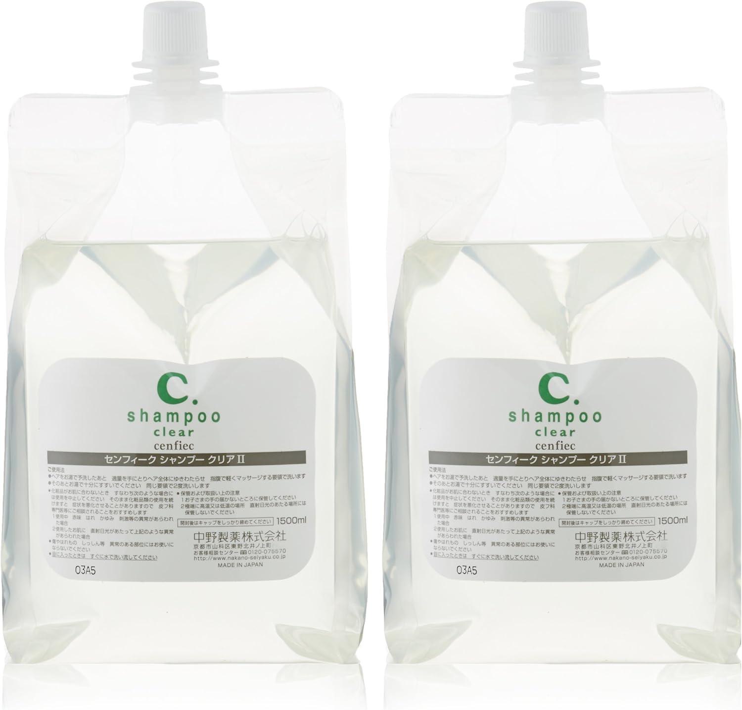 Nakano Pharmaceutical Senfique Shampoo Clear 2, 10.1 Fl Oz (3,000 Ml) (59.1 Fl Oz (1,500 Ml) X 2