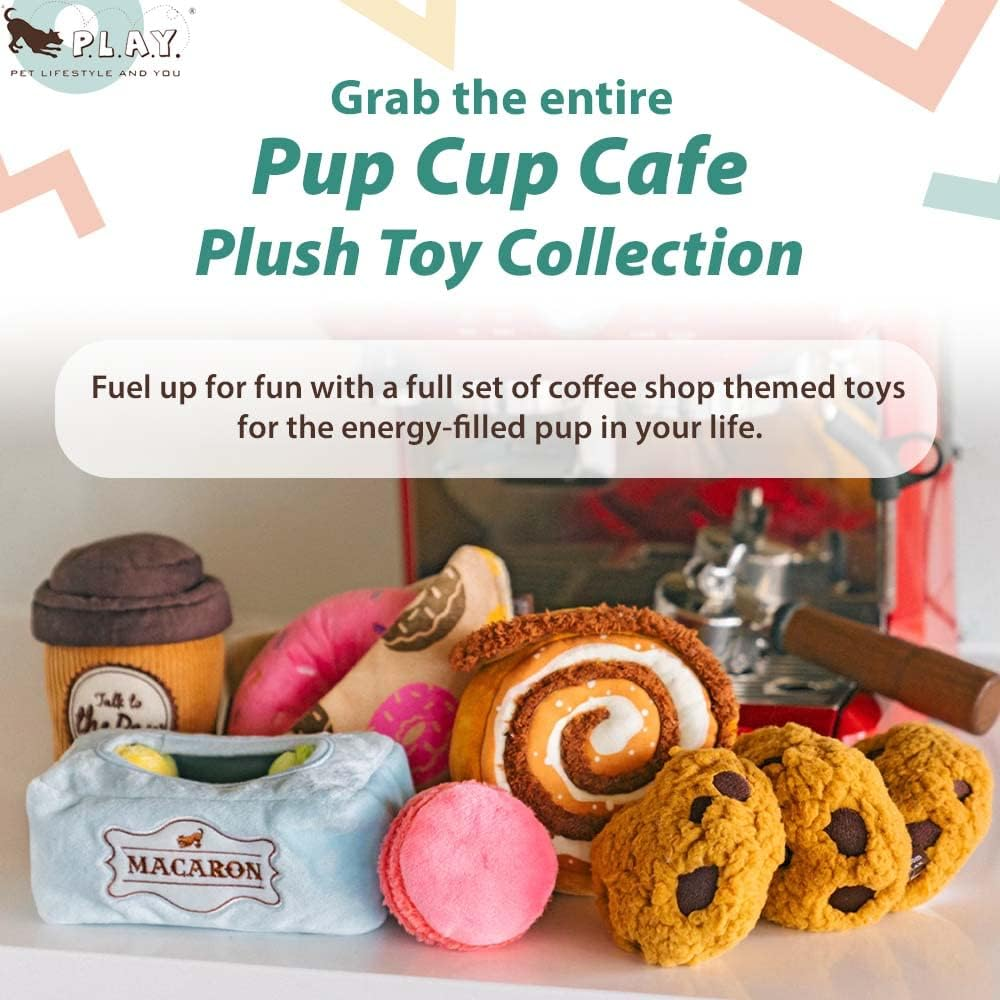 P.L.A.Y. Cute Plush Dog Toys - Coffee Shop Food Themed Durable Squeaker Chew Toy, Great for Puppies & Small, Medium, Large Dog Breeds - Machine Washable, Recycled Materials (Pup Cup Cafe Cinna-Bone) image number 6
