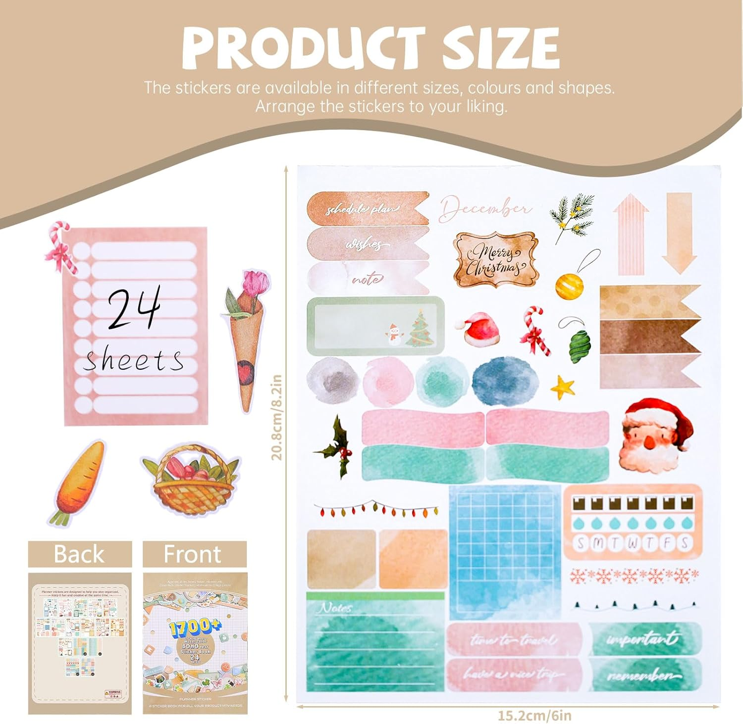 24 Sheets Boho Budget Planner Stickers for Calendars and Planners - Month Stickers (Watercolour) image number 5