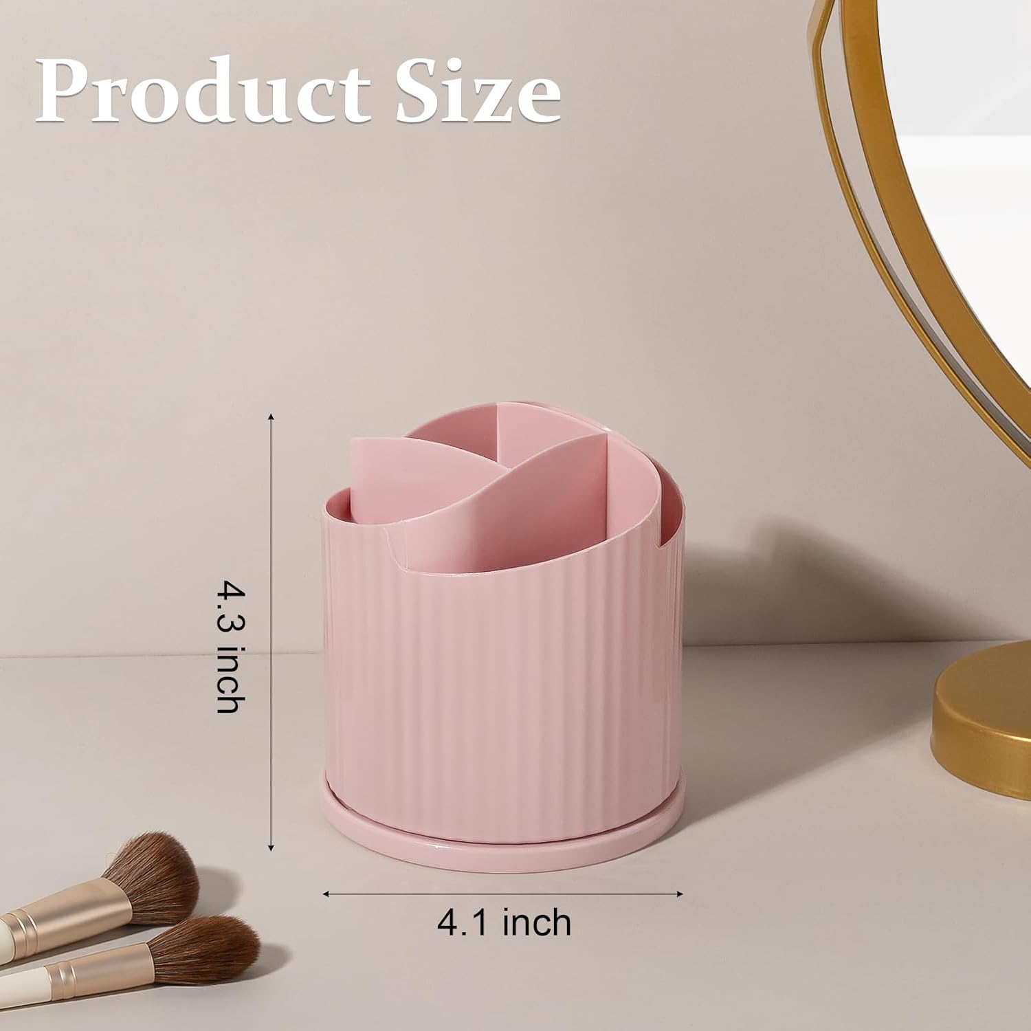 Anyoifax 360 Rotating Makeup Brush Holder Organizer 5 Slots Make up Brushes Cup Flower-Shaped Spinning Pen Holder for Vanity, Cosmetics, Lipsticks, Pink - Pink image number 4
