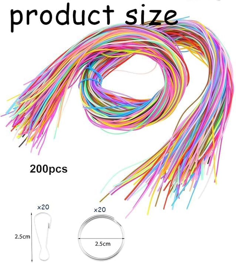 WEZCHUGHAOL 200Pcs Braided Strings Bundle, 20 Colors Plastic Bands for DIY Jewelry Making &ndash; 20 Metal Rings & 20 Hooks, Craft Supplies for Bracelets, Necklaces, Friendship Bracelet Kits image number 4