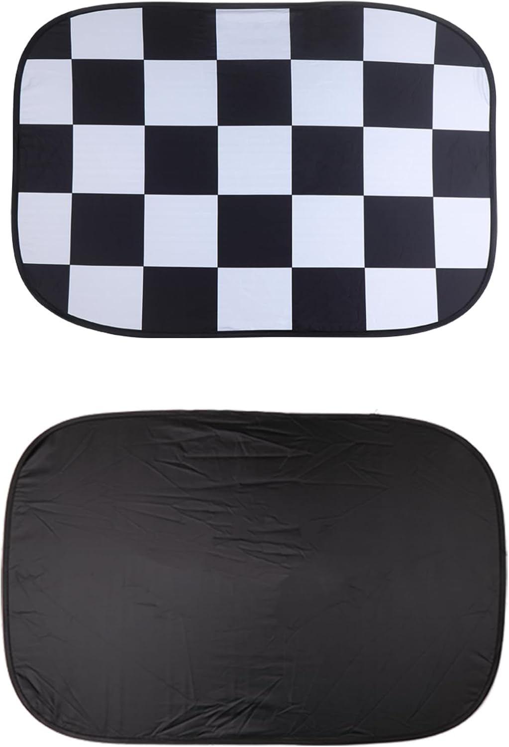 2Pcs Foldable Sunroof Shade Sunshade Heat Isolate Fit for Mini Cooper, Clubman & Countryman R56 All Years Black and White Checker - Checker image number 4