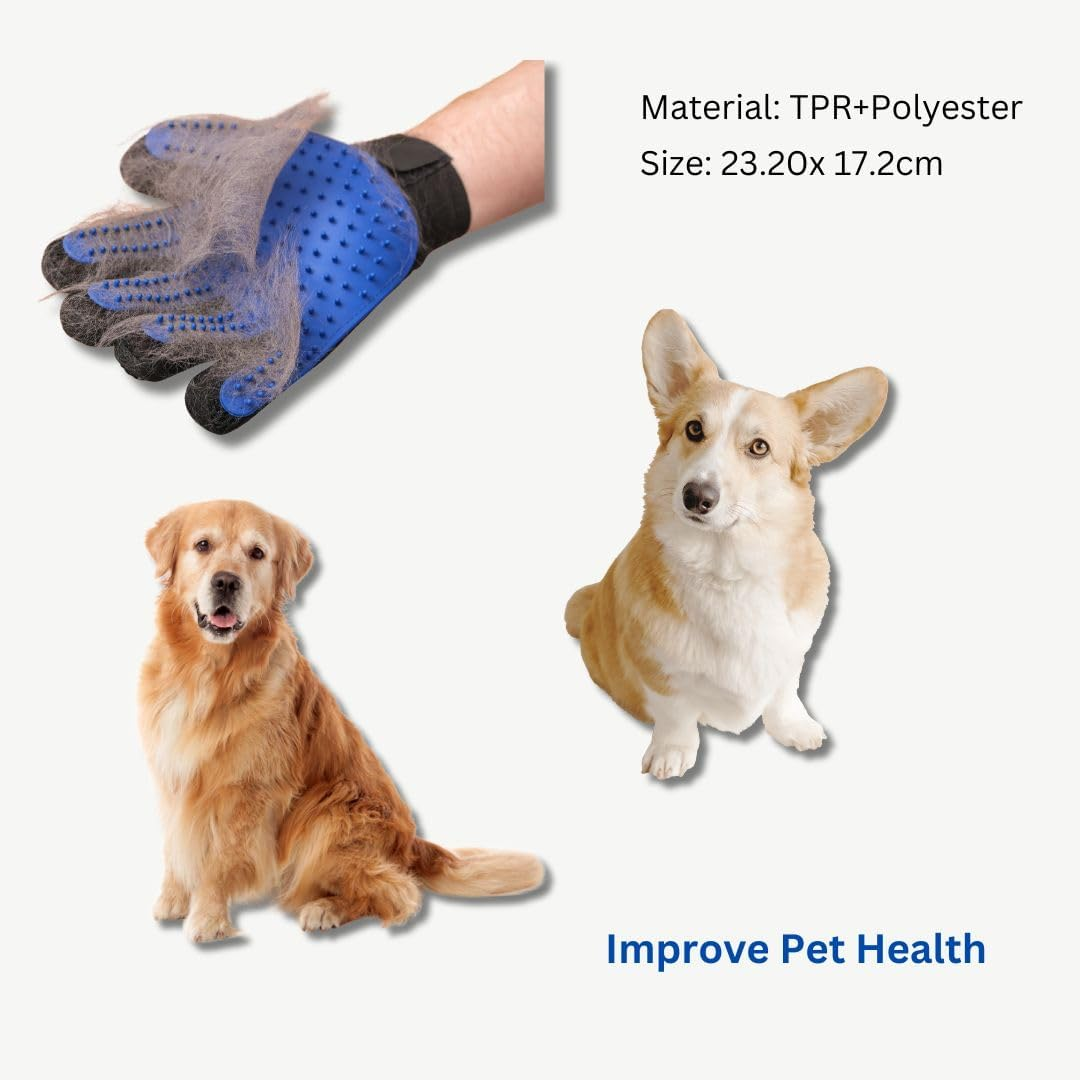 Pet Grooming Glove for Cats and Dogs, Deshedding Brush (Blue, Medium) image number 2