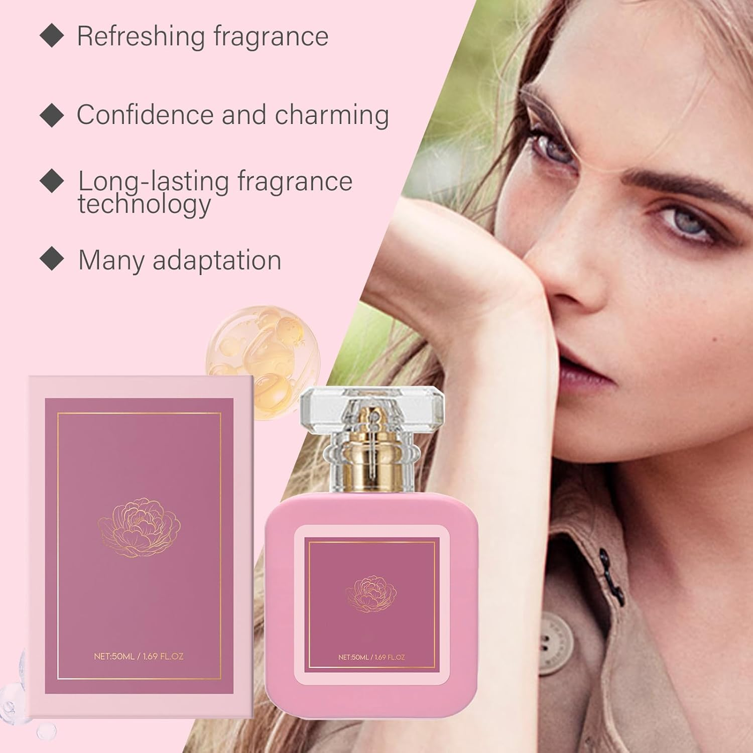 Delicate Perfume for Women, Romantic Fragrance with Vanilla & Fruity Scent, Long-Lasting Perfume Spray for Everyday Use, Refreshing & Charming with Strawberry Scent for Women (2Pcs) - 2Pcs image number 3