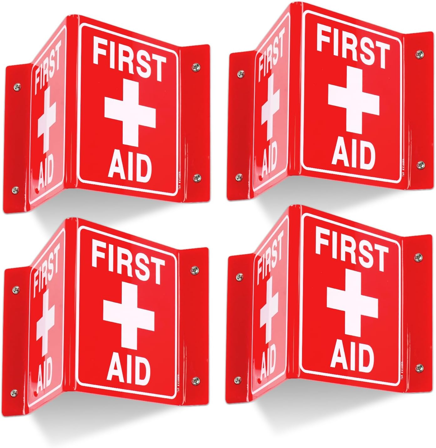 T&R First Aid Kit Sign, First Aid Kit with down Arrow - 4 Pack - 8 X 6 Inches Acrylic, 4 Pre-Drilled Holes, Includes Matching Screws, Use for Office/Business