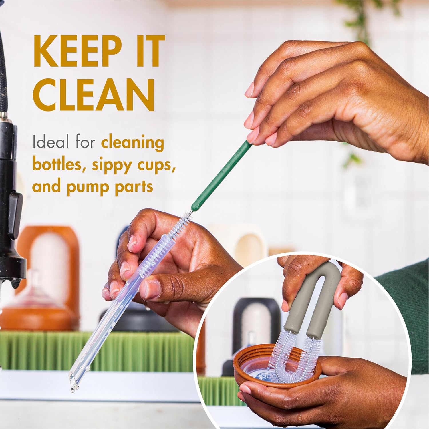 Boon MOD&trade; Baby Bottle Cleaning Brush Set - Deco image number 1