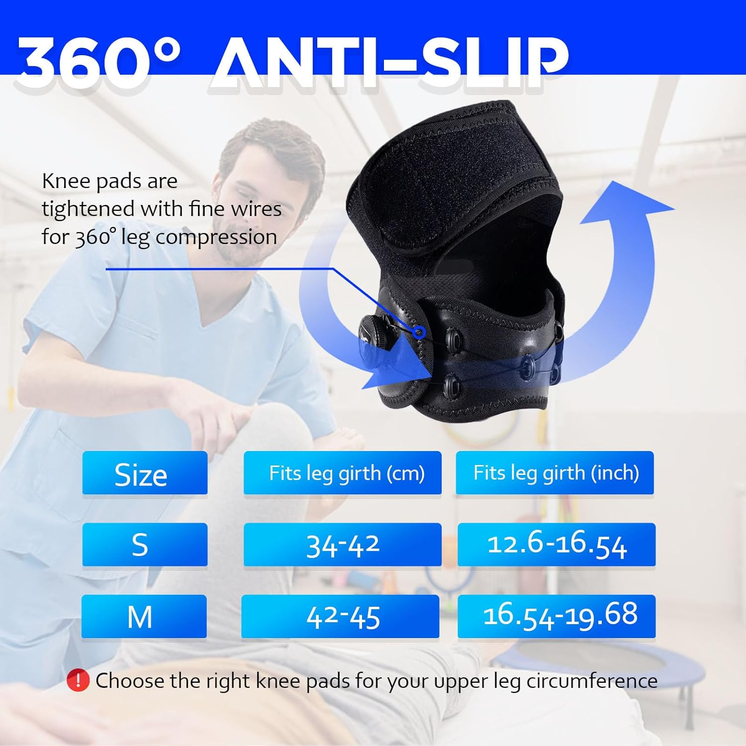 Knee Brace with Rotating Buckle & Silicone Gel Pad - Adjustable Open-Patella Knee Support for Arthritis Pain Relief, Meniscus Tear Recovery, Running Knee Protection Right-M image number 6