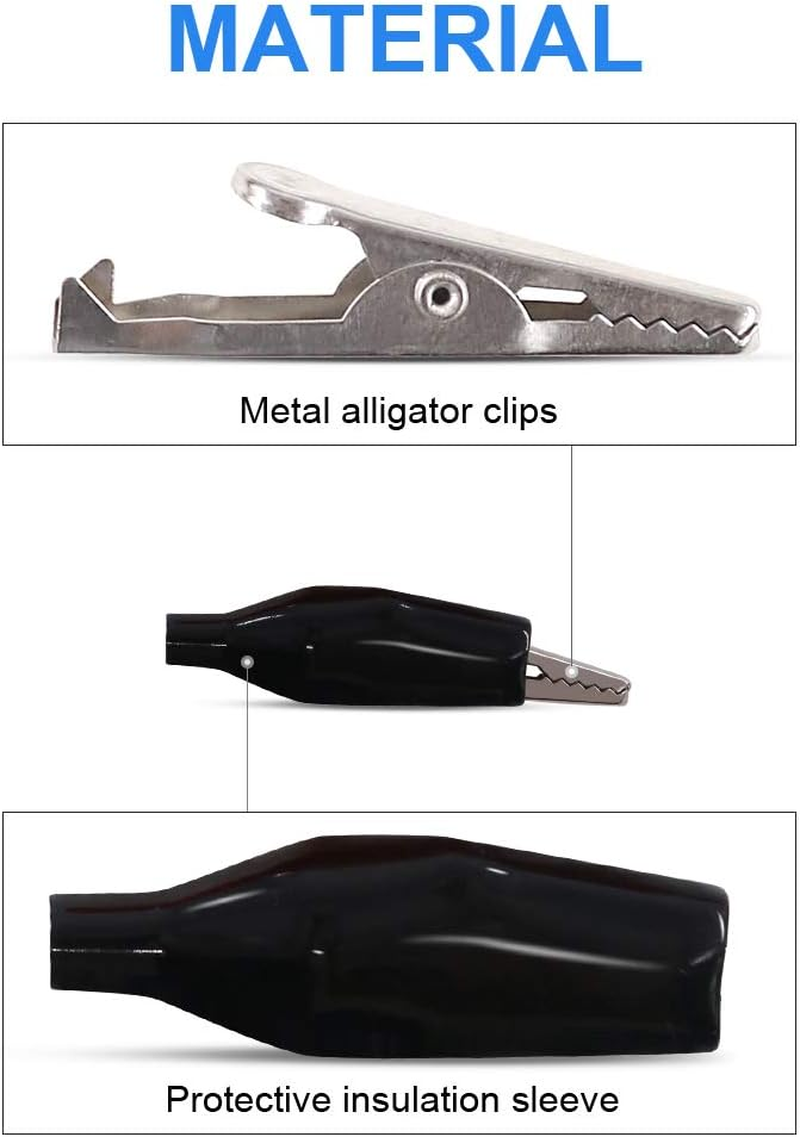 Glarks 100Pcs 1.4''/35Mm Alligator Clips Crocodile Electrical Test Clamps Jumper Helper with Protective Insulation Cover for Electrical Testing (Black, Red, Yellow, Blue, Green) image number 3