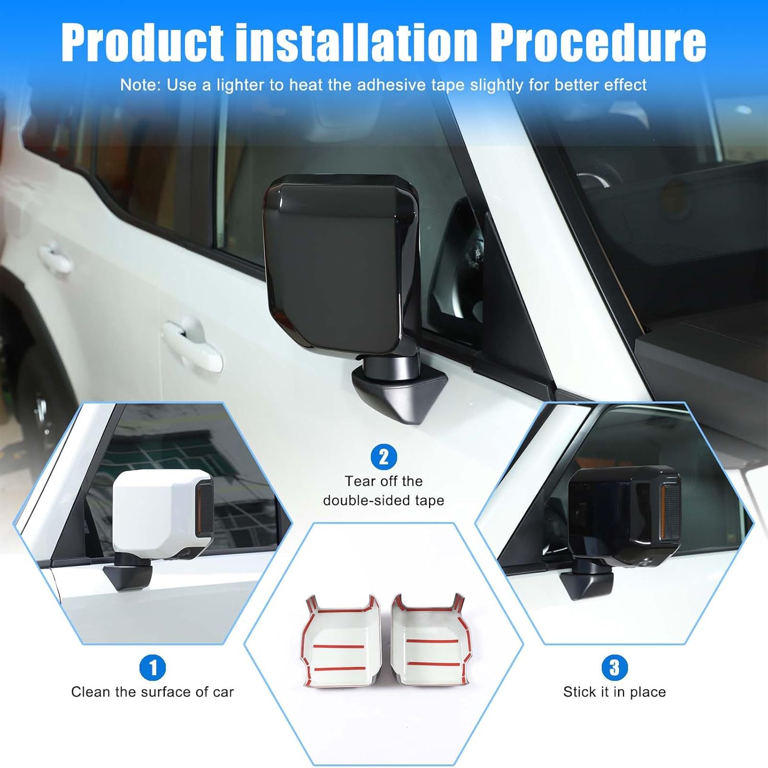 Yinaniutos Side Door Mirror Covers Compatible with Toyota Land Cruiser 250 Prado J250 LC250 2024 2025 Accessories | ABS Plastic Exteriro Rearview Mirror Caps Trim | 2PC Set (Glossy Black) image number 1