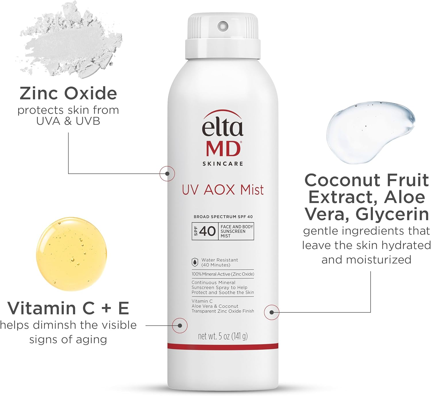 UV AOX Mist SPF 40 by Eltamd for Unisex - 5 Oz Mist image number 6