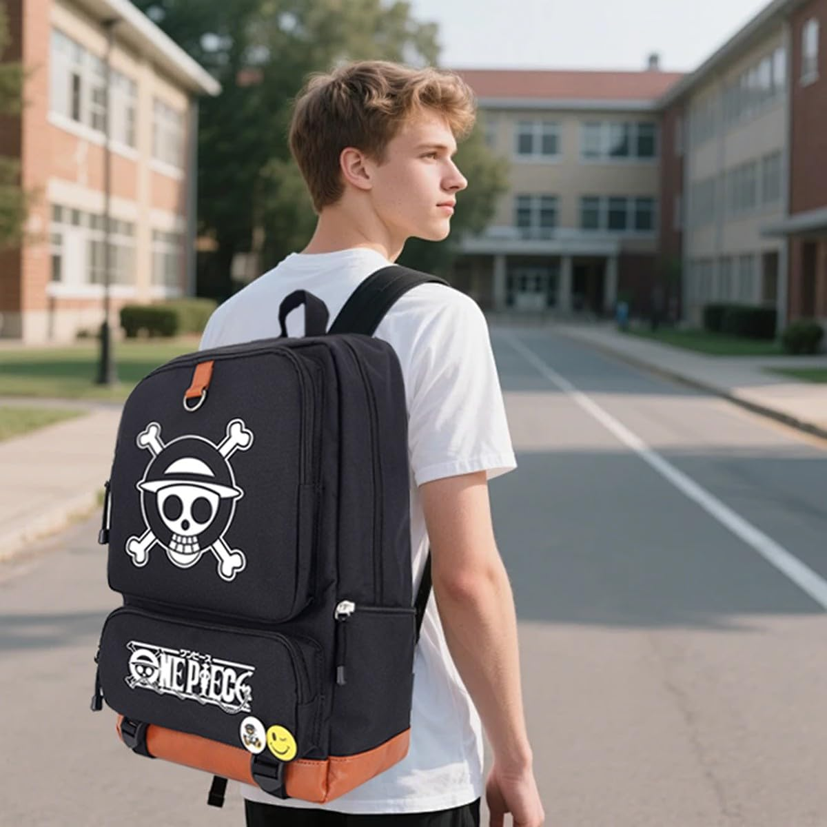 Roffatide 18L Cartoon Anime School Backpack for Girls Boys Teen Student Book Bag Luminous Laptop Backpack Fits 15.6 Inch Nylon Travel Day Bag Black image number 4