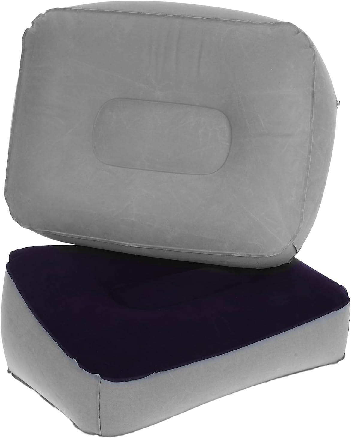 2Pcs Inflatable Travel Foot Rest Cushion Portable Pvc Flocking Footstool for Airplane, Car, Train, Office, and Home Relaxation image number 1