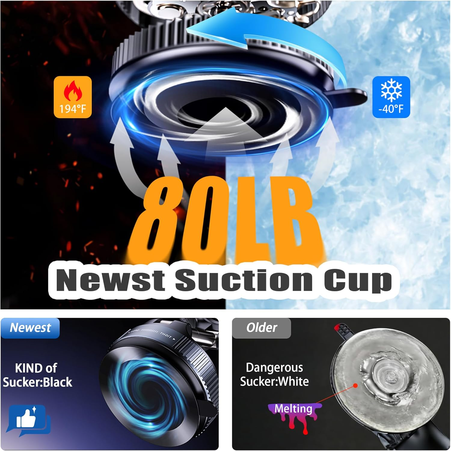 Vacuum Suction Cup Phone Holder, 360&deg; Adjustable Magnetic Phone Holder, Pocket-Sized, Foldable and Portable Car Mount, Compatible with Iphone Magsafe Series and All Phones image number 1