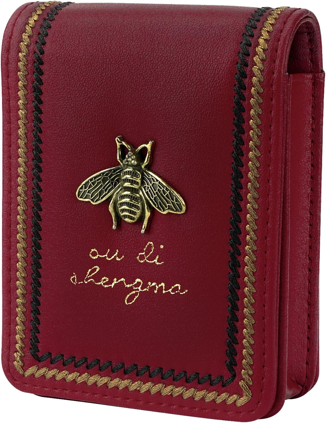 JANKOW Lipstick Case with Mirror for Purse, Mini Holder Purse, Small Cosmetic Bag for Lipsticks, Travel Lipstick Pouch, Portable Makeup Cosmetic Pouch (1Pcs Red)