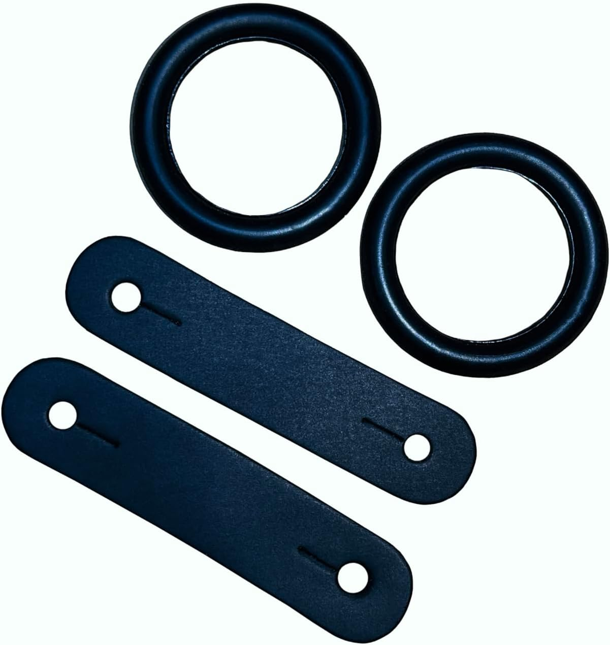 Peacock Safety Irons Stirrups Rubber Rings & Leather Clips TABS Replacement Set FILLIS Black Rubber Bands Leather Loops Replacement image number 2