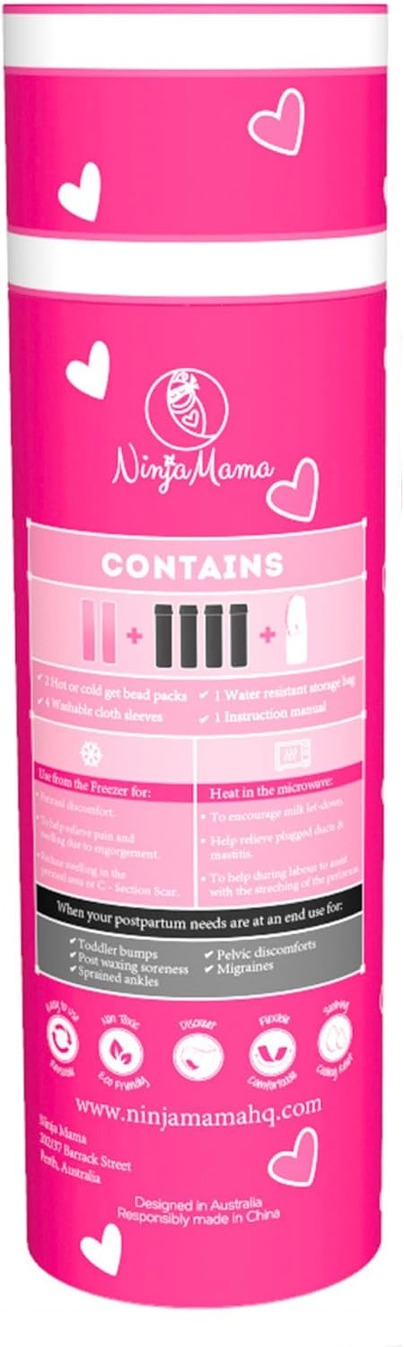 Ninja Mama Perineal Ice and Heat Therapy Packs - Pack of 2 for Postpartum Soothing Relief for Postpartum Hemorrhoid Pain Childbirth Recovery Care - Labour and Delivery Essentials - Reusable - Hot or Cold - with 4 Washable Sleeves. image number 3