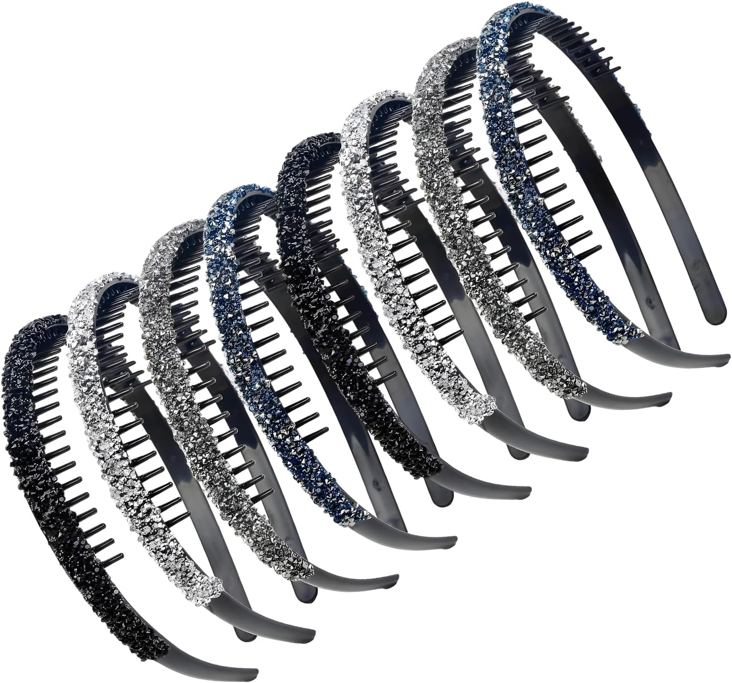 Pack of 8 Women'S Headbands, Headbands, Women'S Hairband, Elegant, Non-Slip Headbands, Comb Hair Bands Made of Crystal, Glittering Hair Bands for Women image number 5