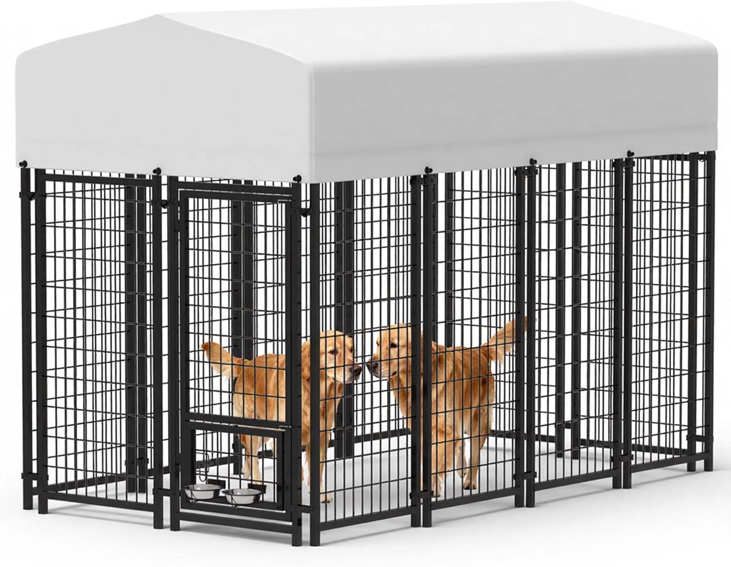 Advwin Outdoor Dog Enclosure, Heavy Duty Dog Kennel House Mesh Dog Big Cage, Pet Kennel Steel Fence with Secure Lock and Uv-Resistant Waterproof Roof Cover for outside (240X130X175Cm)
