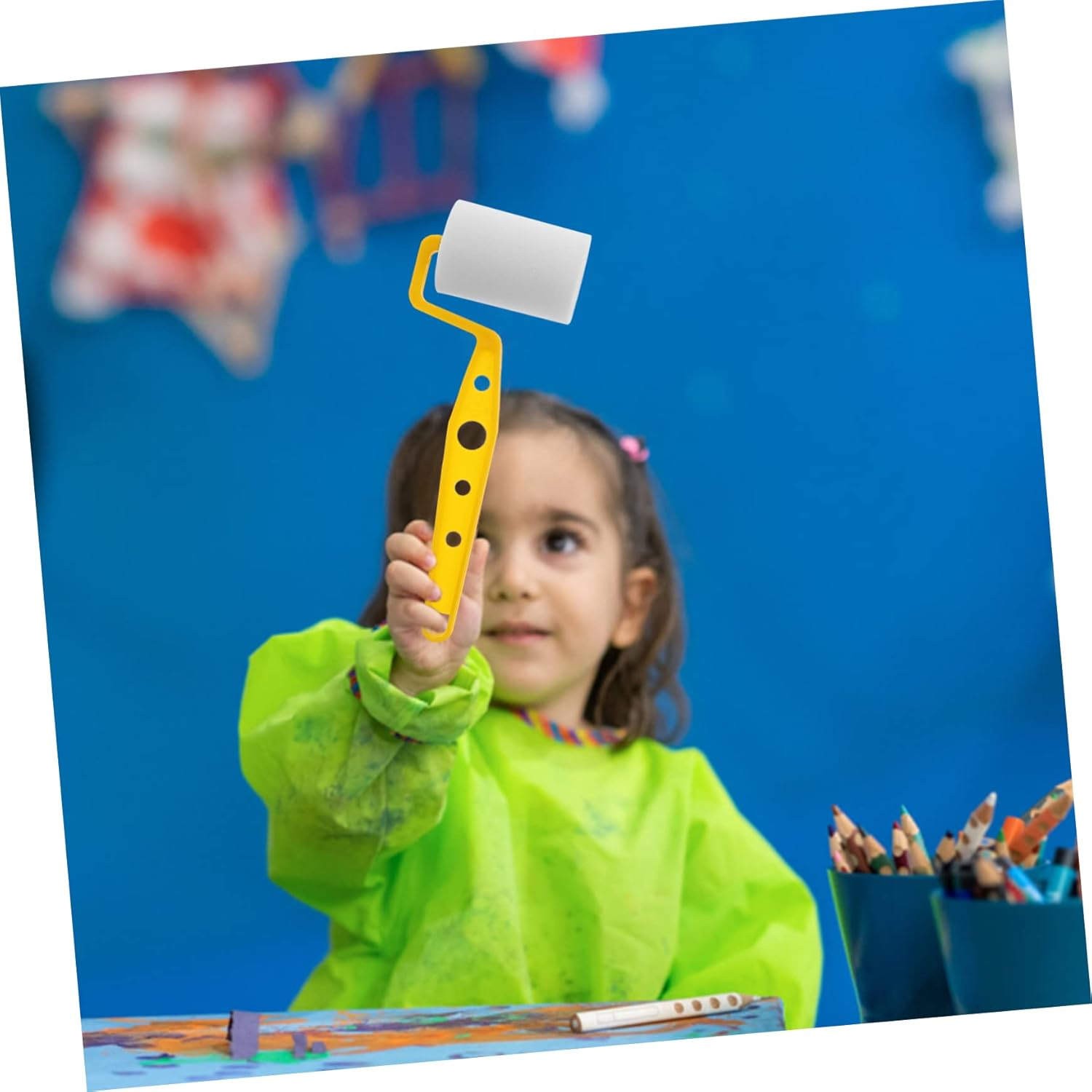 VICASKY 4Sets Portable Paint Roller Sponge for Wall Ceiling and Furniture Painting Tool for Boys and Girls Art Projects Handle Kit image number 5