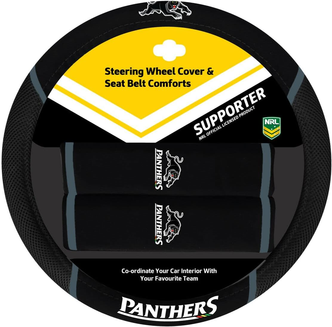 Sperling Penrith Panthers Official NRL Seat Cover and Steering Wheel Cover Combo image number 2