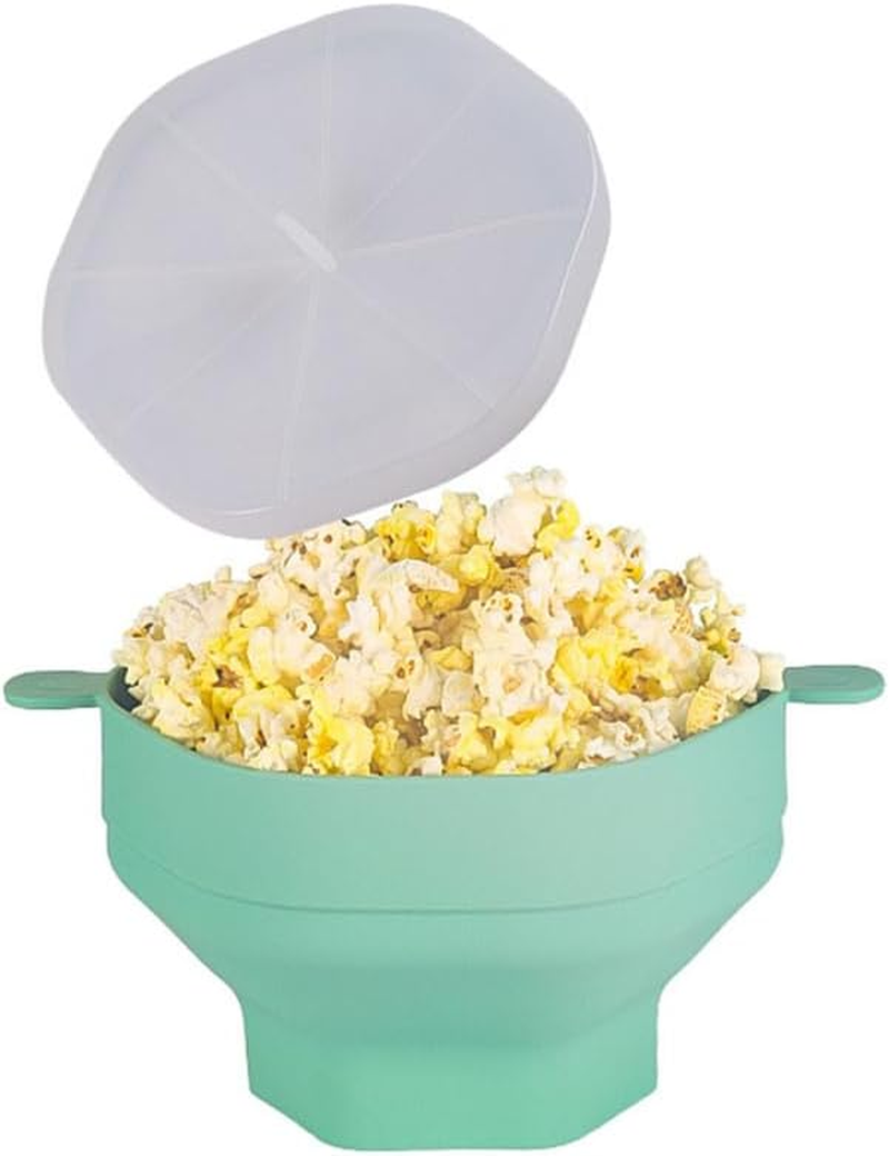 1Cyanpopcorn Popper Maker Microwave Silicone Collapsible Bowl Container W/Lid Kitchen