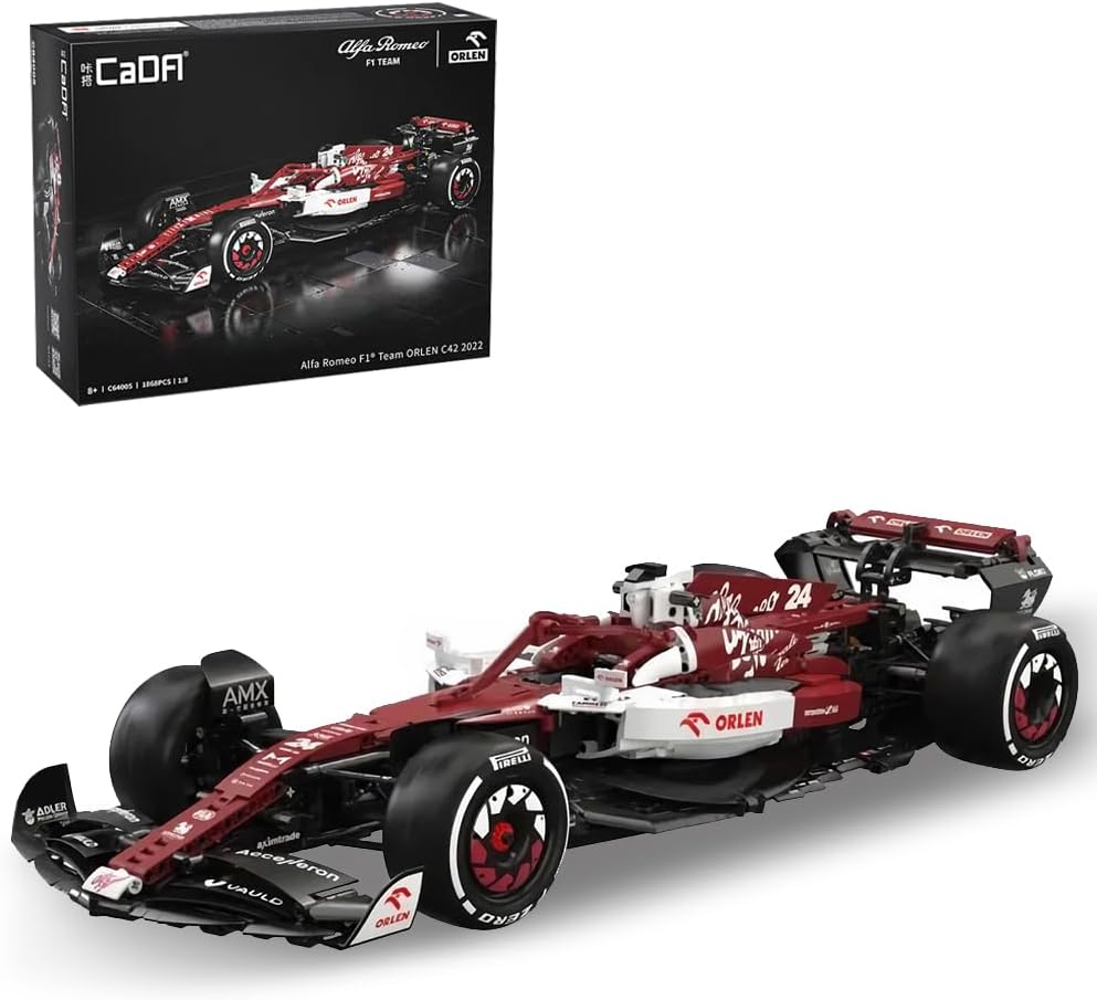 Cada Alfa Romeo Formula 1 C64005W, MOC Technical Car Building Blocks Kit Simulating V6 Engine, F1 Super Car for Adults and Teens (1868 Pieces) image number 4