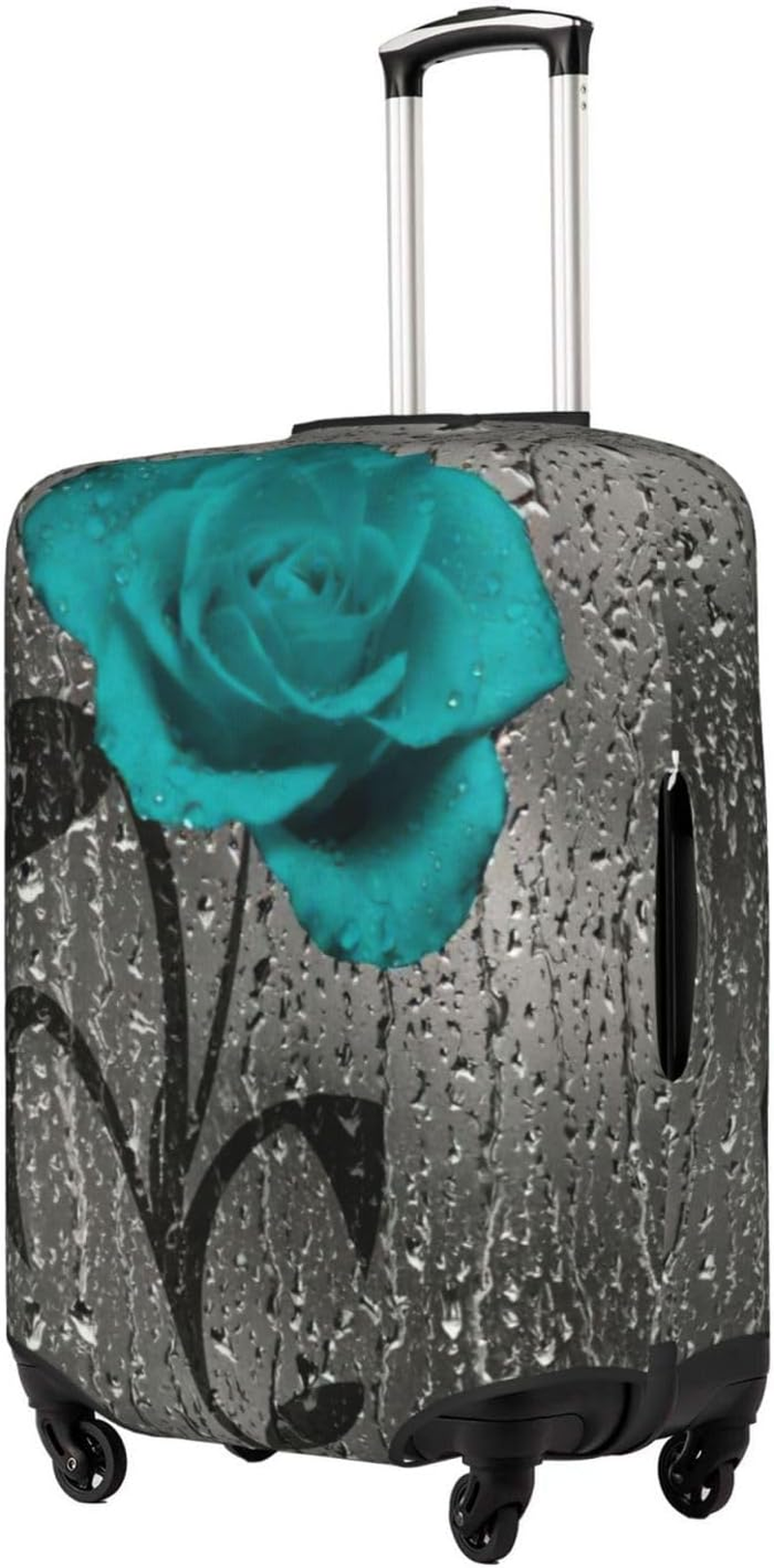 Odddot Teal Gray Rose Flower Print Travel Luggage Cover,Suitcase Protector Cover, Washable Baggage Covers,For 18-32 Inch Luggage, Teal Gray Rose Flower, Small image number 3