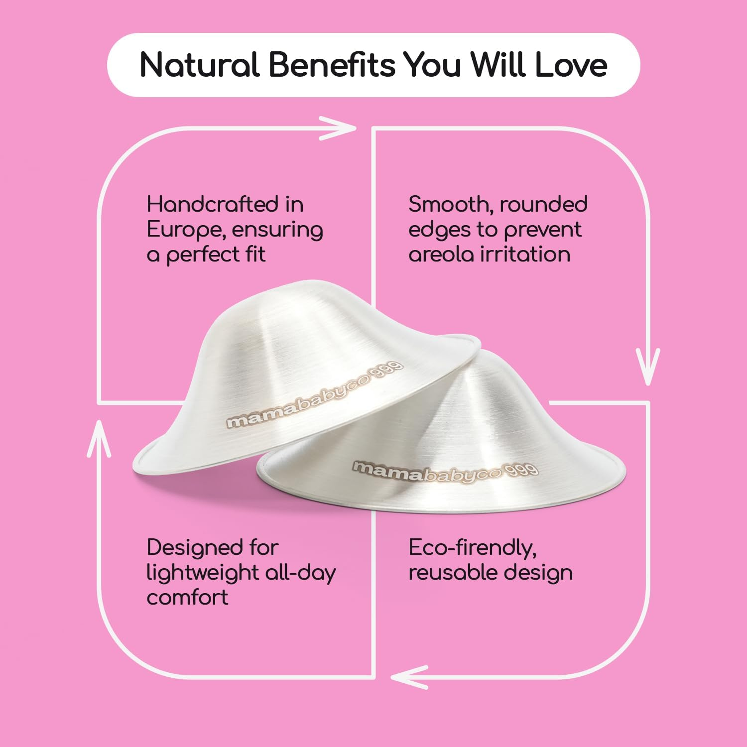 Mamababyco&reg; 999 Silver Nursing Cups - the Original Nipple Shields for Nursing Newborn - Breastfeeding Essentials - Protect and Soothe Sore Nipples - Nickel Free - Standard Size (Regular) image number 3