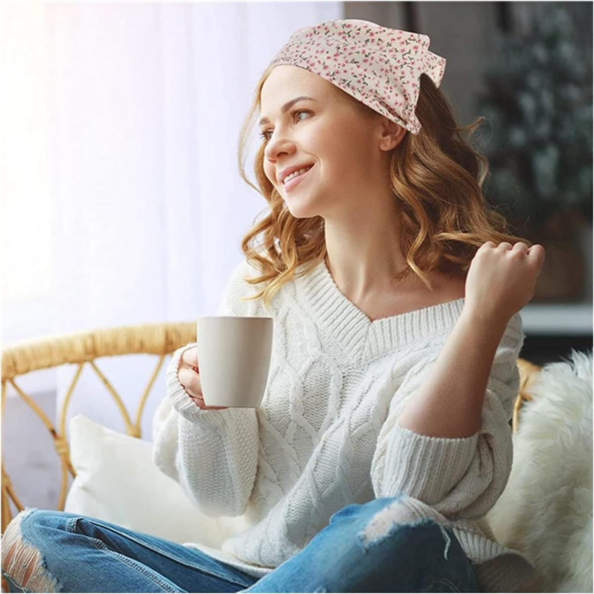 Women'S Headbands, Pack of 5, Boho Women'S Headbands, Triangle Headscarves, Chiffon Bandanas, Turban Hair Bands, Hair Bands for Girls, Elastic Hair Scarf, Head Accessories for Women and Girls