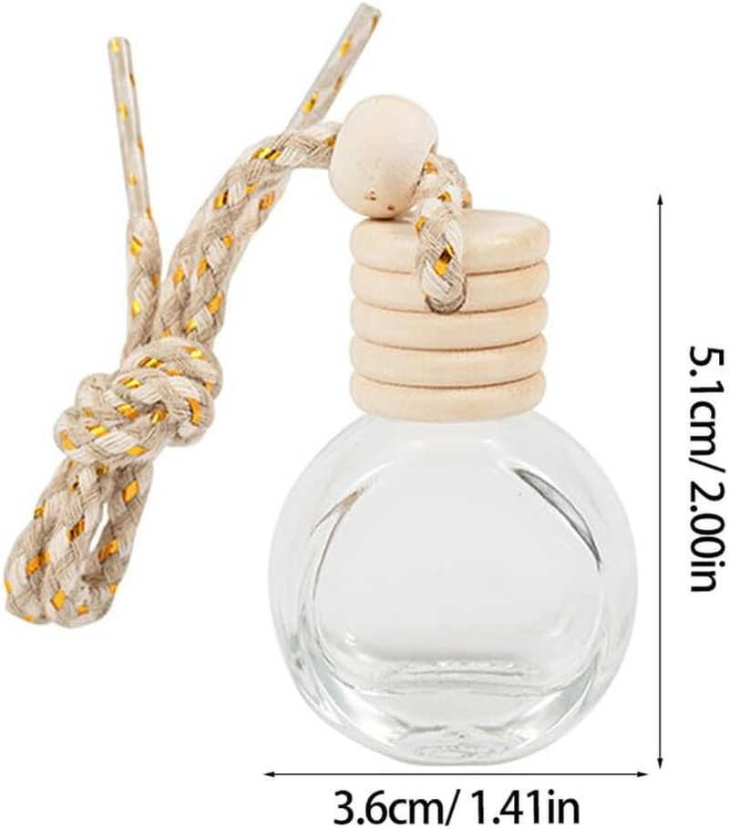 10Pcs Empty Glass Car Perfume Bottles Refillable Essential Oil Diffuser Hanging Rope Mini Air Freshener Pendant for Car Office Room 10Ml image number 4