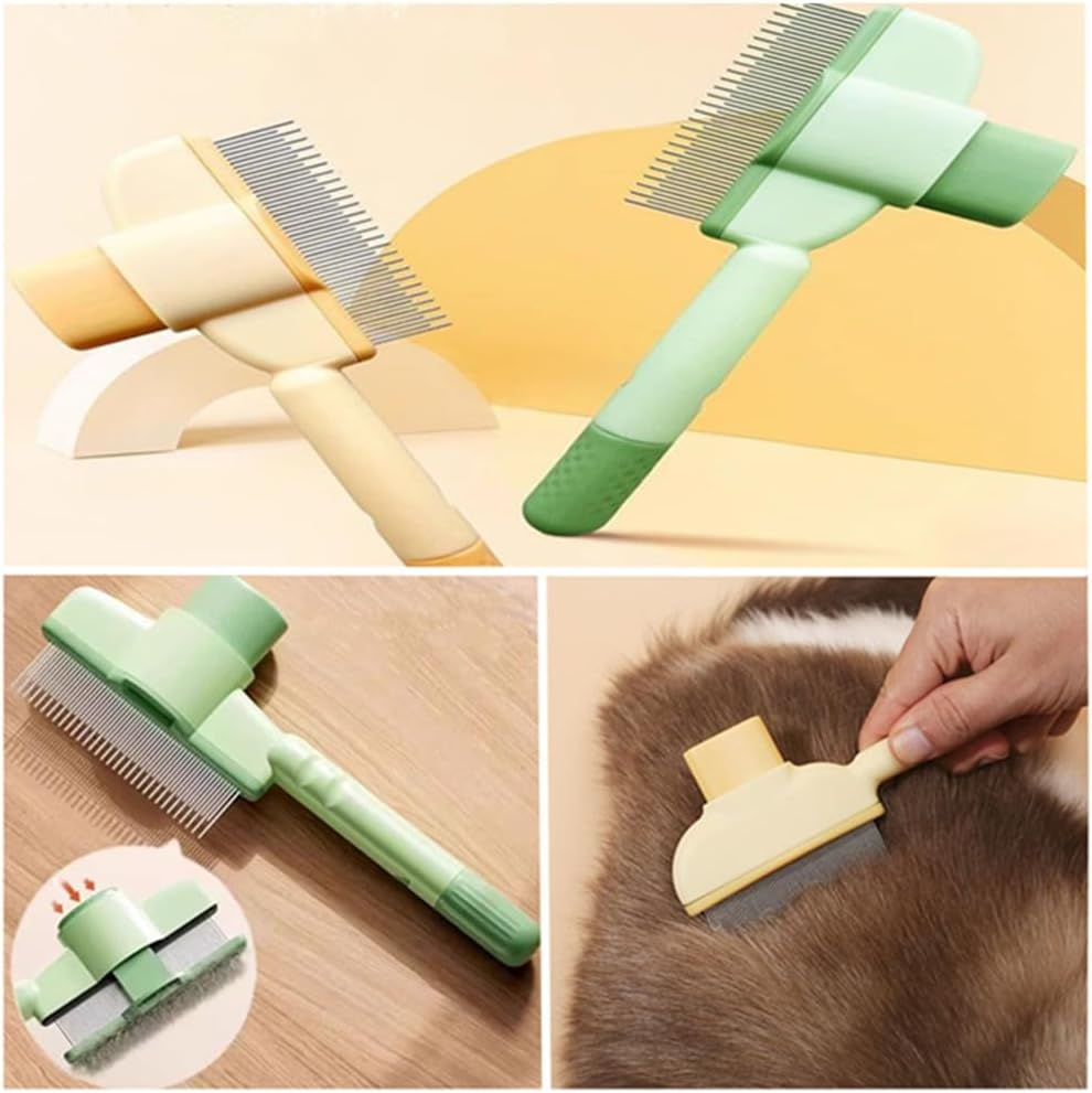 2 Pcs Cat Dog Spread and Tangles Comb for Pet Hair Removal Spreading and Tangling Durable Self Cleaning with Hair Removal Button image number 1