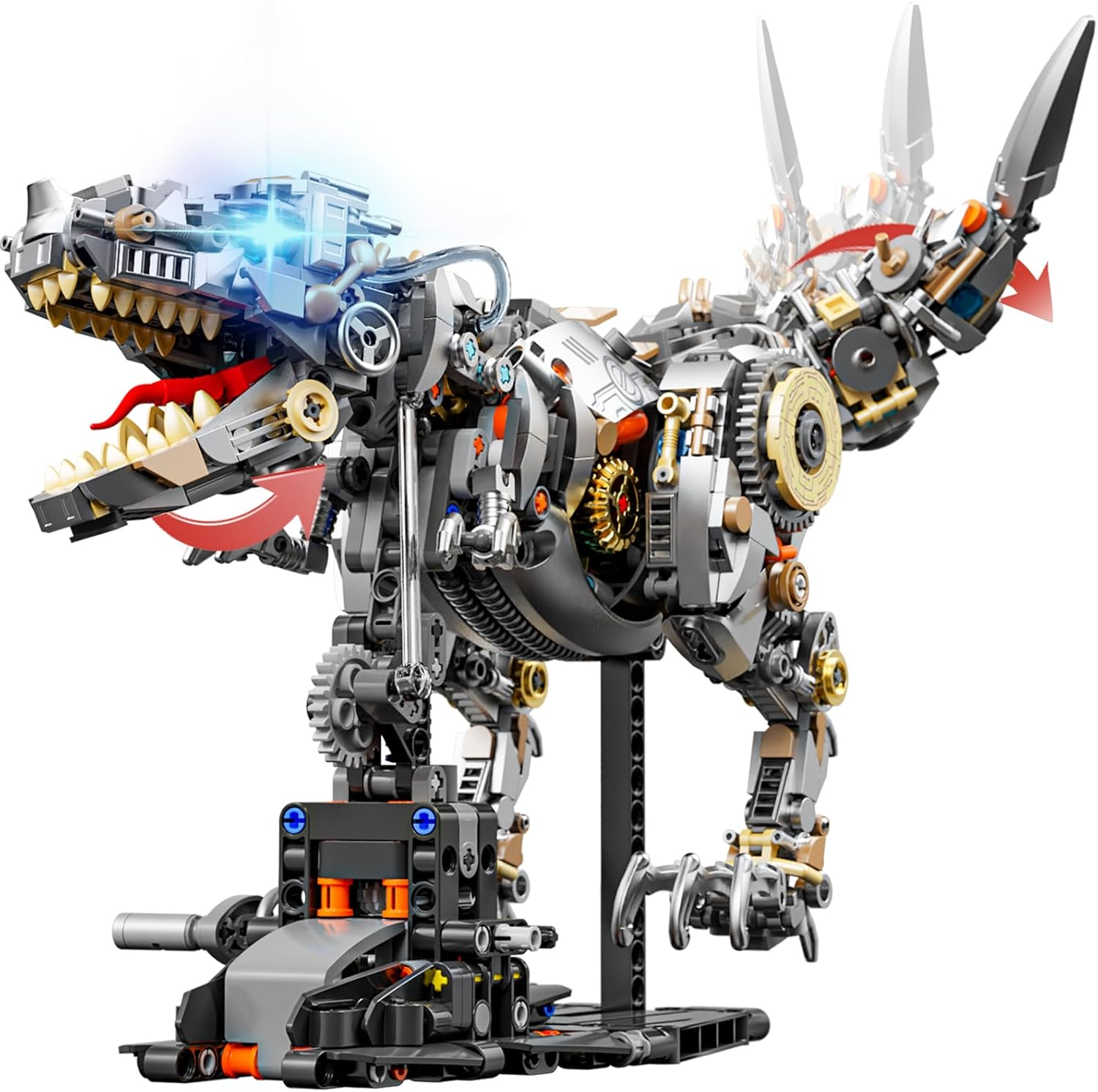 Blue Mechanical Shark Sea Creature Building Set, Ideas Marine Animal with Display Stand and Lights, STEM Toys for Ocean Lovers, Home Office Decor, Gifts for Adults Teens Kids Ages 8+(687PCS) image number 5