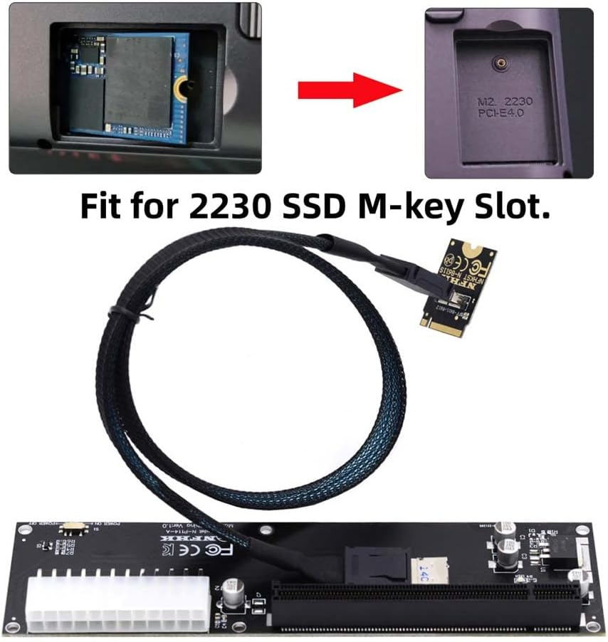 Cablecc PCI-E 3.0 M.2 M-Key to Oculink SFF-8611 SFF-8612 Host Adapter for GPD Win Max2 External Graphics Card & SSD image number 4