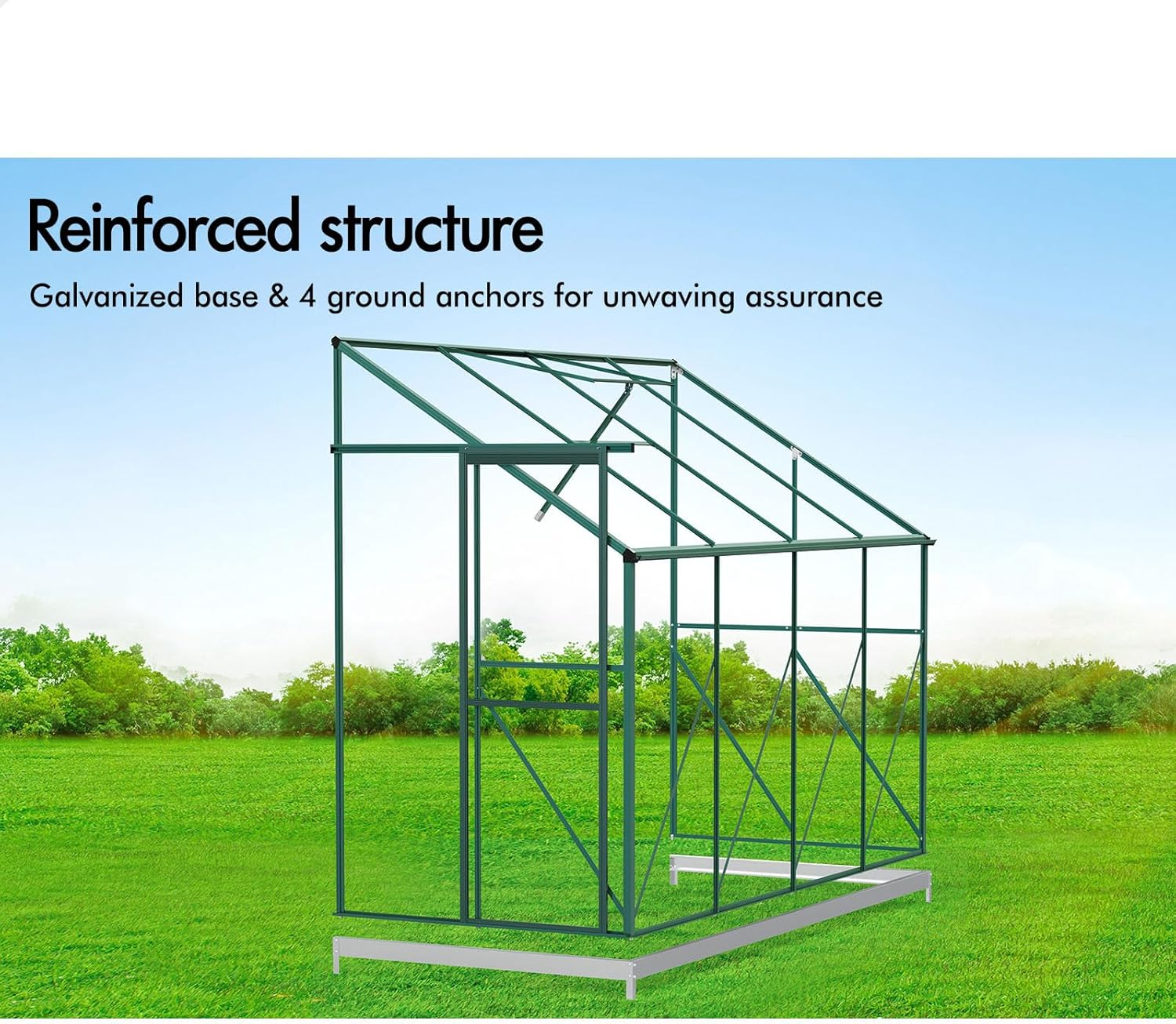 ALFORDSON Greenhouse Garden Transparent Shed with Sliding Door, Walk-In Tunnel Green House with Adjustable Roof Vent, Aluminium Steel Frame Grow Tent for Gardening Plant Flowers, 252X127X218Mm image number 1