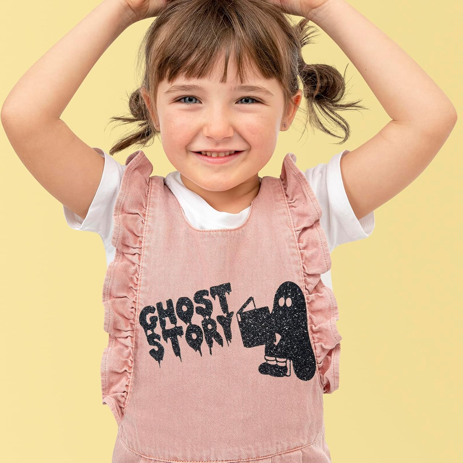 Glitter Heat Transfer Vinyl 12" X 5Ft Black Glitter Iron on Vinyl for T-Shirt, Sparkle HTV Vinyl for All Cutting Machine, Easy to Cut & Weed & Transfer DIY Craft Projects image number 6