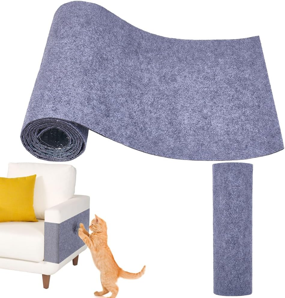 HOBBIESAY 1Roll Gray Cat Scratch Mat 15.75&times;78.74&times;0.12" Cats Claws Scratchs Pads Trimmable Cat DIY Climbing Cats Scratch Mat Couch Protector from Pet Claws for Furniture Couch or Wall Protector image number 4