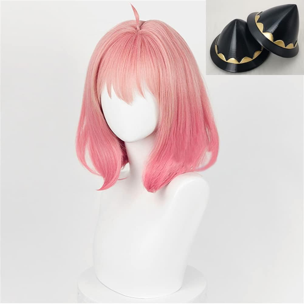 Anime SPY&times;FAMILY Anya Forger Cosplay Wig Short Pink Gradient Halloween Party Wigs for Women and Girls (Wigs and Headpiece) image number 3