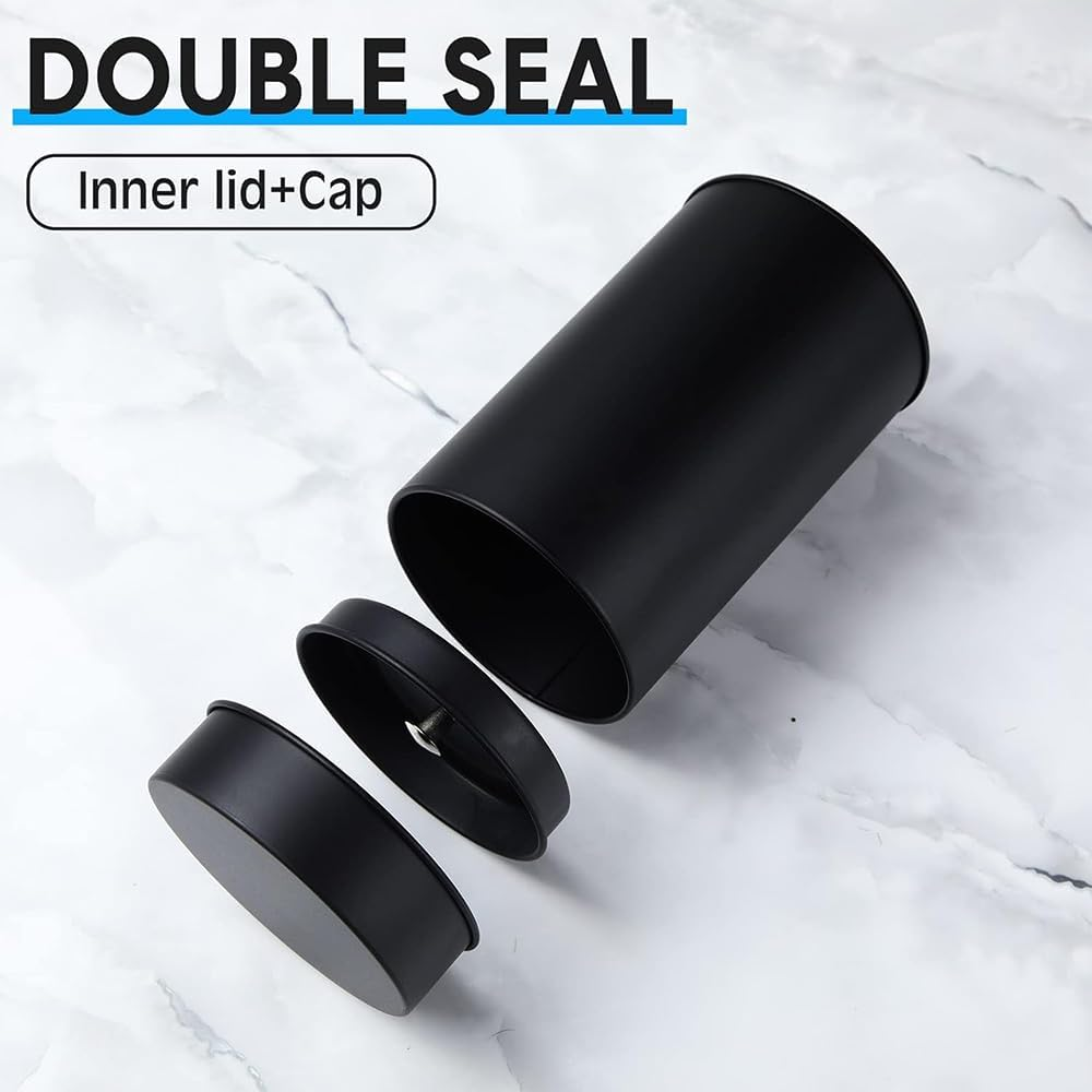 Matte Black Tea Storage Canister, Double Seal Tinplate Container, Kitchen Storage for Tea Coffee Sugar, 1 Piece - White image number 5