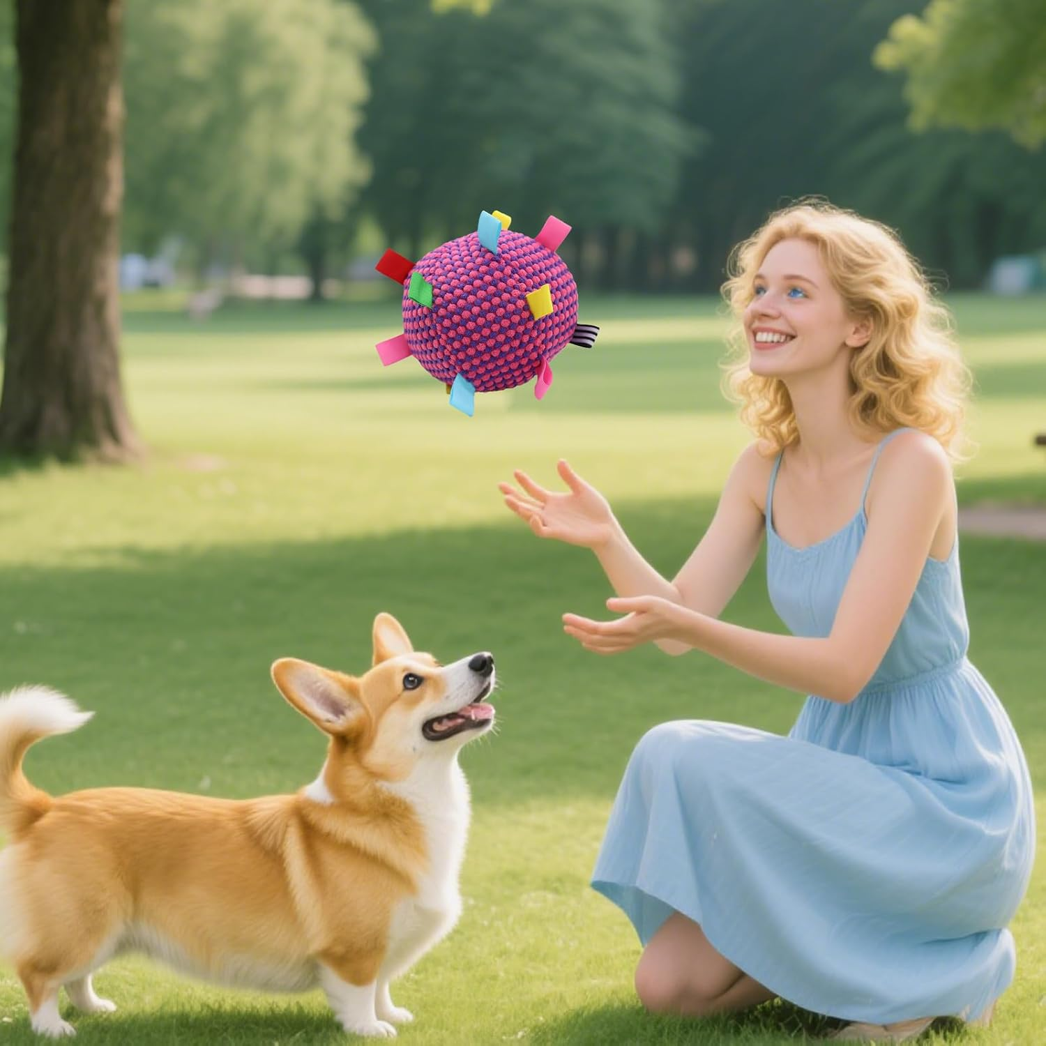 Dog Ball | Training Dog Toys Balls,Squeaky Pet Supplies Soft Game for Indoor Cats Chewing Home Training Playtime Kitten Puppy Outdoor image number 1