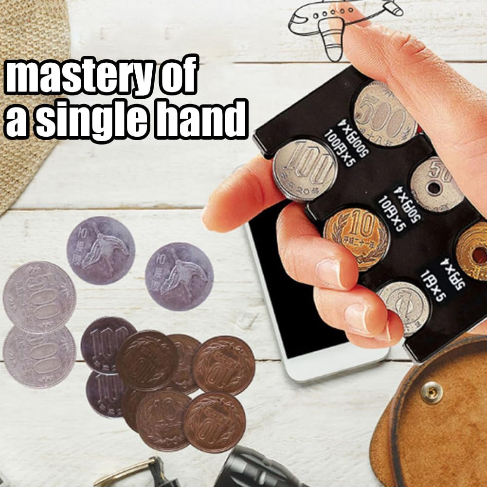 Japanese Yen Coin Holder Coins Trays Boxes Plastic Coin Sorter Organizer and Dispenser with 6 Slots JPY Portable Storage Hard Case Organiser for Travel Car Coins Storage ﻿ image number 1